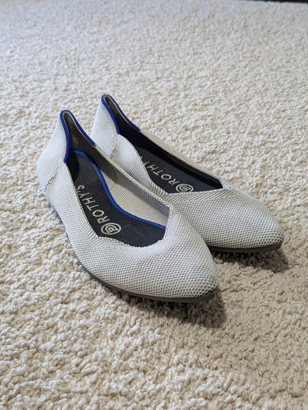 Rothy's Gray The Point Slip On Ballet Flats washable Comfort Shoes, Size 6.5